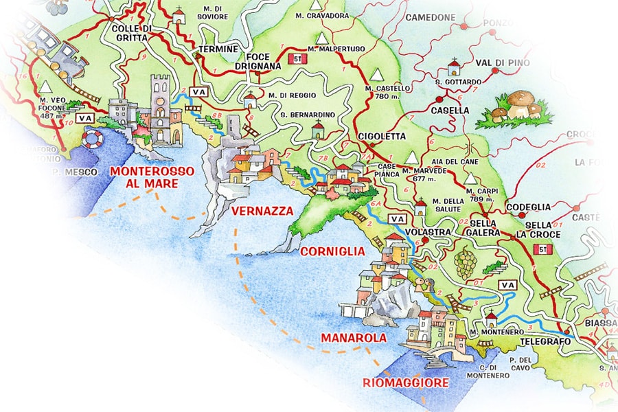 Cinque Terre National Park Map Of Trails Bohemian Vagabond Jacki Ueng